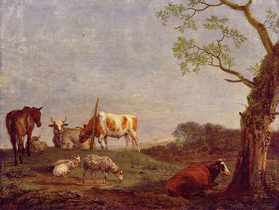 Cattle in a meadow by Paulus Potter